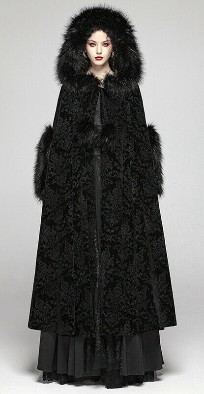 Cape hiver jacquard fourrure capuche