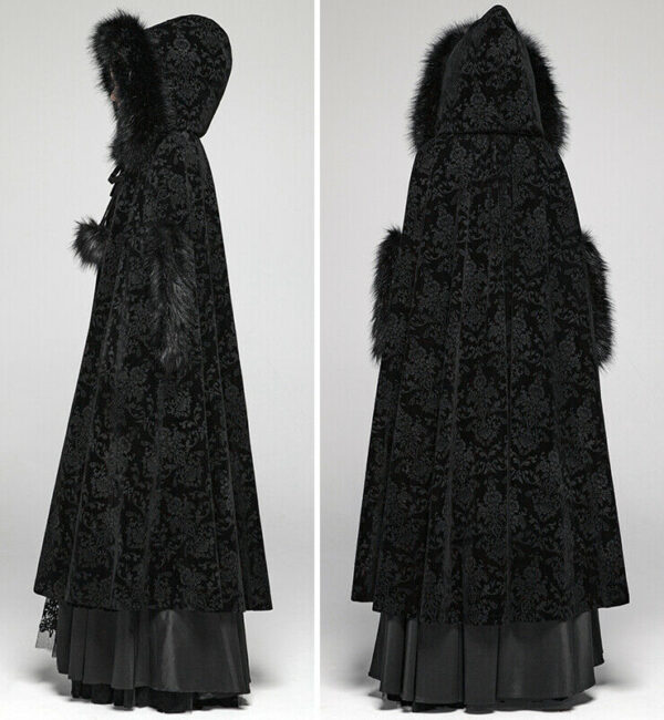 Cape hiver jacquard fourrure capuche