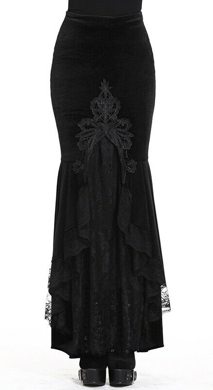 Jupe sirène en velours et dentelle