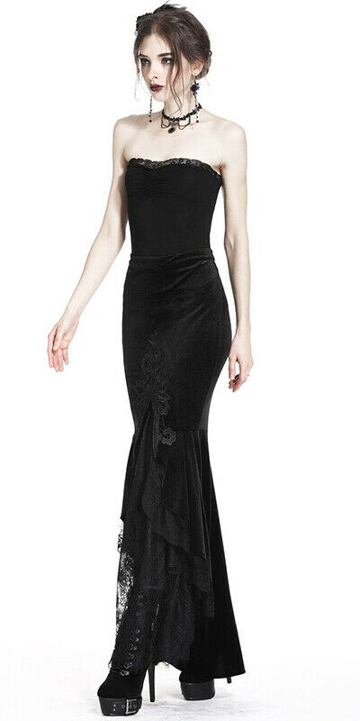 Jupe sirène en velours et dentelle