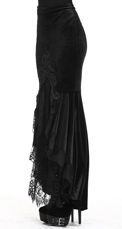 Jupe sirène en velours et dentelle