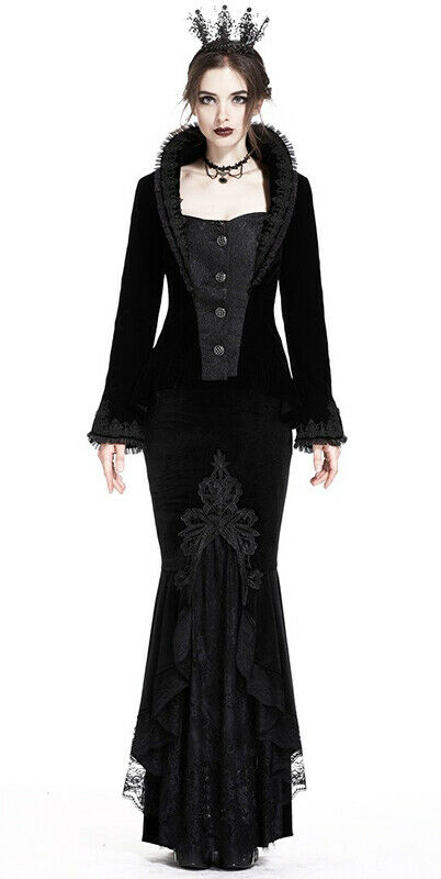 Jupe sirène en velours et dentelle