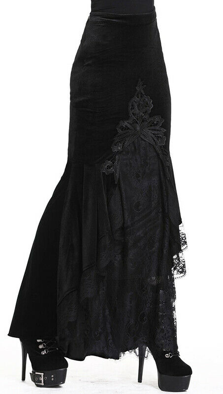 Jupe sirène en velours et dentelle