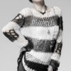 Pull mohair destroy Rayé Blanc