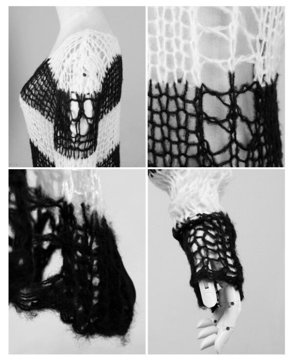 Pull mohair destroy Rayé Blanc