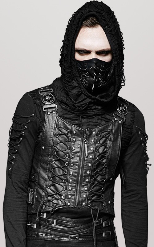 Masque cuir spike et laçage