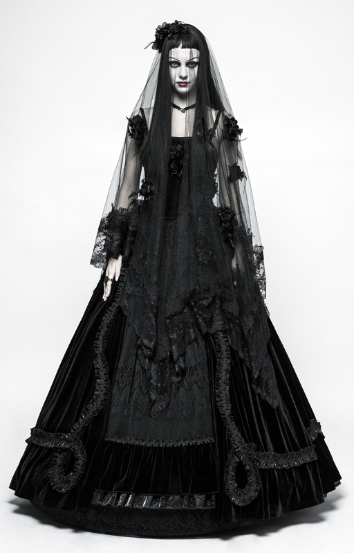 Voile de mariée roses noires