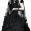 Voile de mariée roses noires