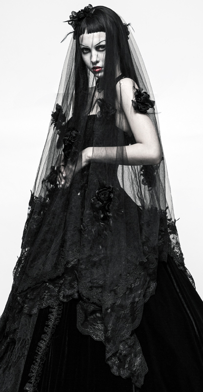 Voile de mariée roses noires