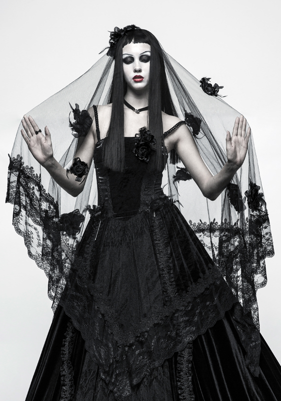 Voile de mariée roses noires