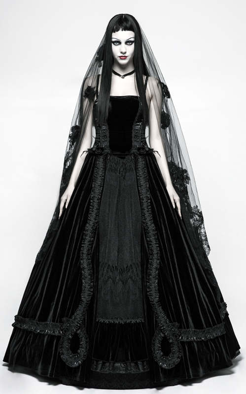 Voile de mariée roses noires