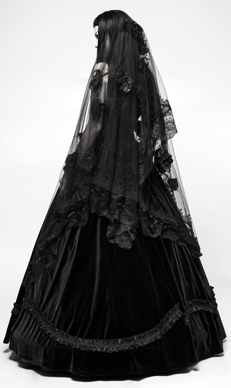 Voile de mariée roses noires