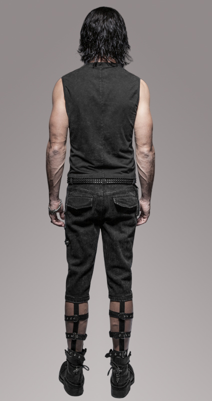 Débardeur steampunk délavé clouté Débardeur steampunk délavé clouté