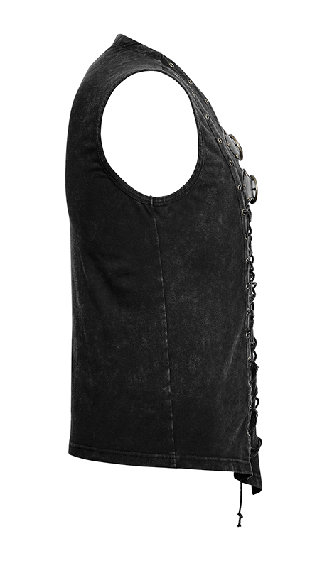 Débardeur steampunk délavé clouté Débardeur steampunk délavé clouté