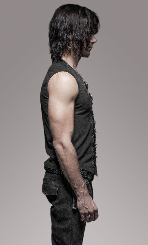 Débardeur steampunk délavé clouté Débardeur steampunk délavé clouté