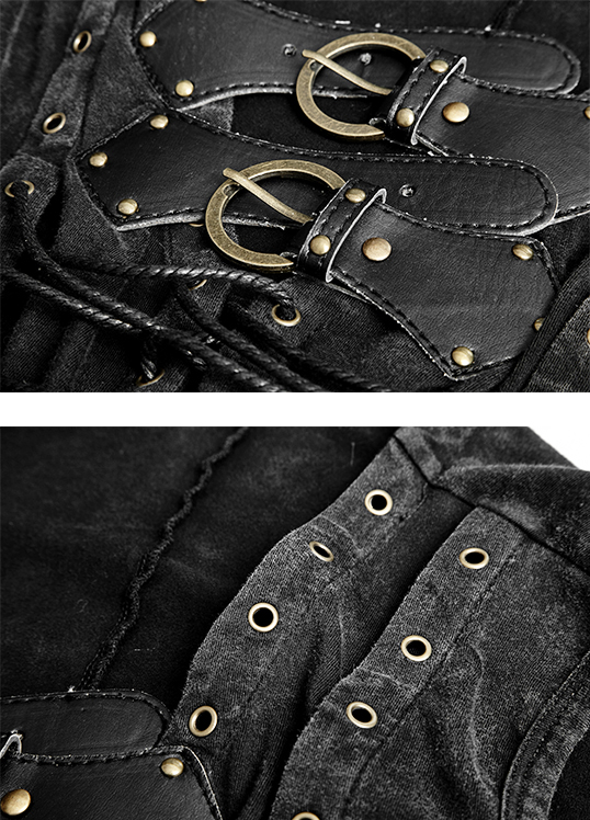 Débardeur steampunk délavé clouté Débardeur steampunk délavé clouté