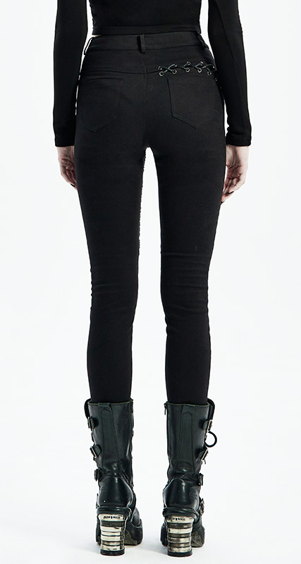 Pantalon résille laçage Noir & Rouge