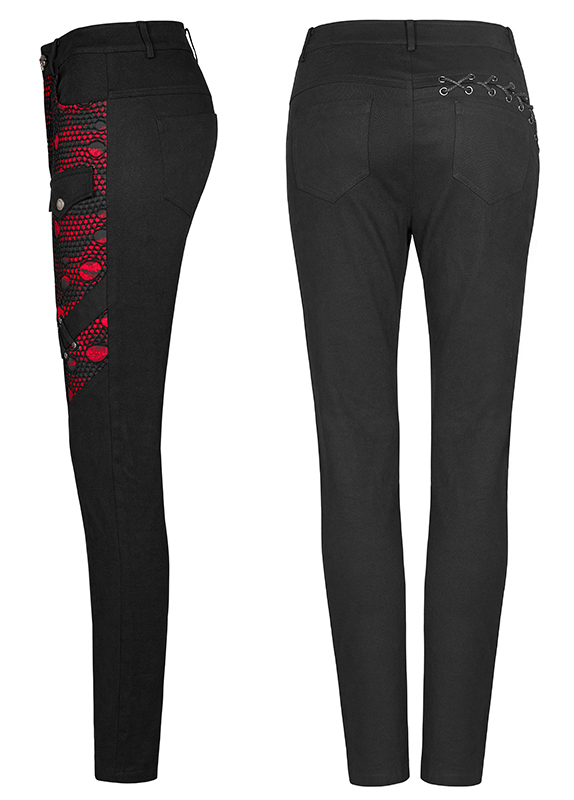 Pantalon résille laçage Noir & Rouge