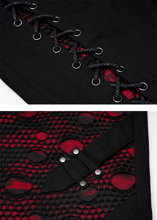 Pantalon résille laçage Noir & Rouge