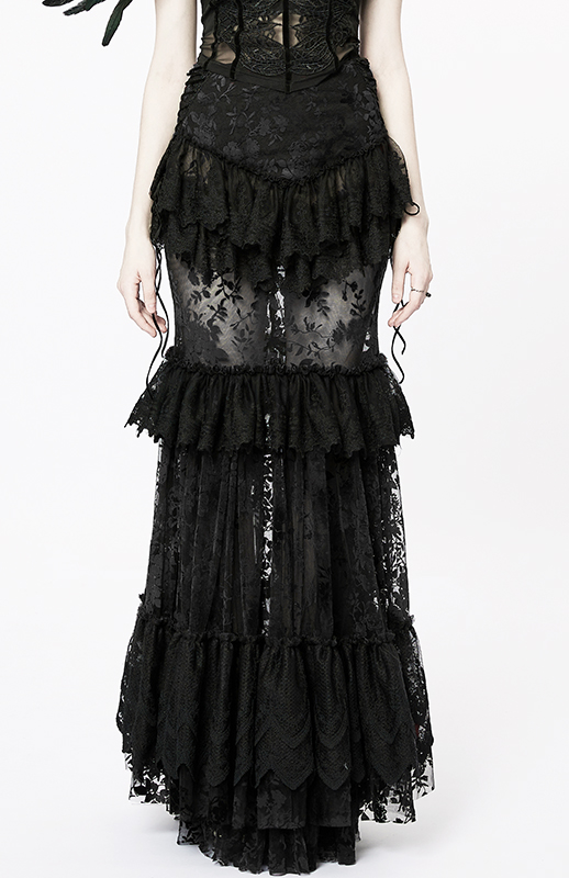 Jupe sirène en dentelle Noire