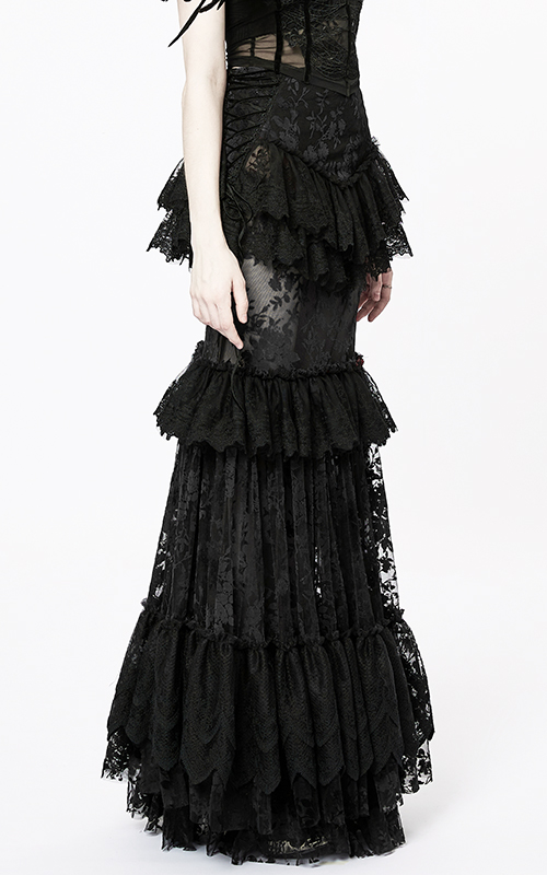 Jupe sirène en dentelle Noire