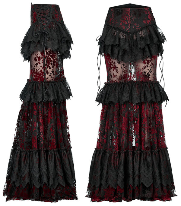 Jupe sirène en dentelle Noire & Rouge