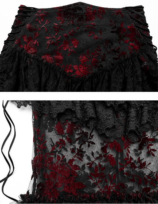 Jupe sirène en dentelle Noire & Rouge