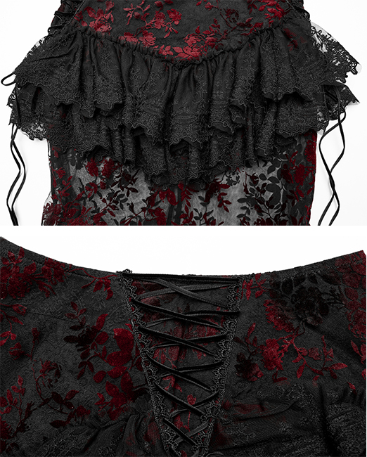 Jupe sirène en dentelle Noire & Rouge