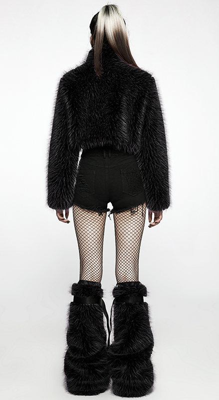 Leg Warmers évasées fausse fourrure – Noir