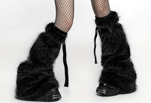 Leg Warmers évasées fausse fourrure – Noir