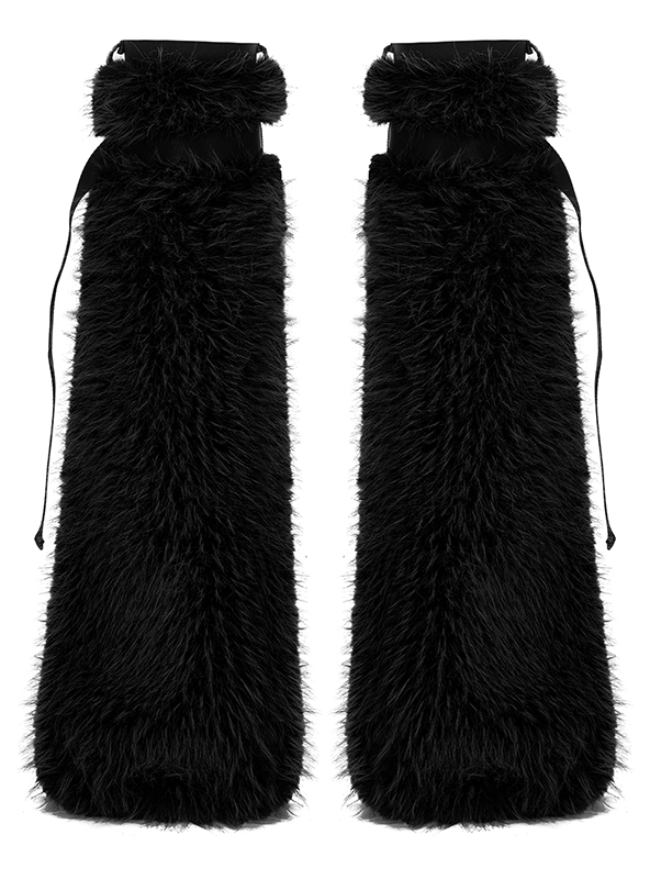 Leg Warmers évasées fausse fourrure – Noir