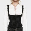 Corset gilet à bretelles motif roses Noir Corset gilet à bretelles motif roses Noir