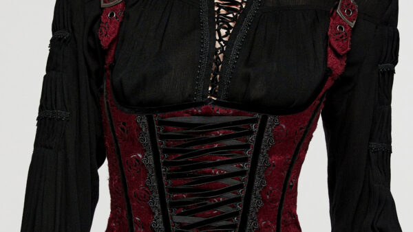 Corset gilet à bretelles motif roses Corset gilet à bretelles motif roses