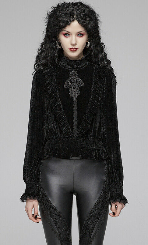 Blouse velours jacquard brodée