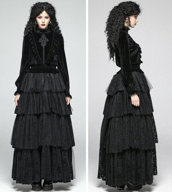 Blouse velours jacquard brodée