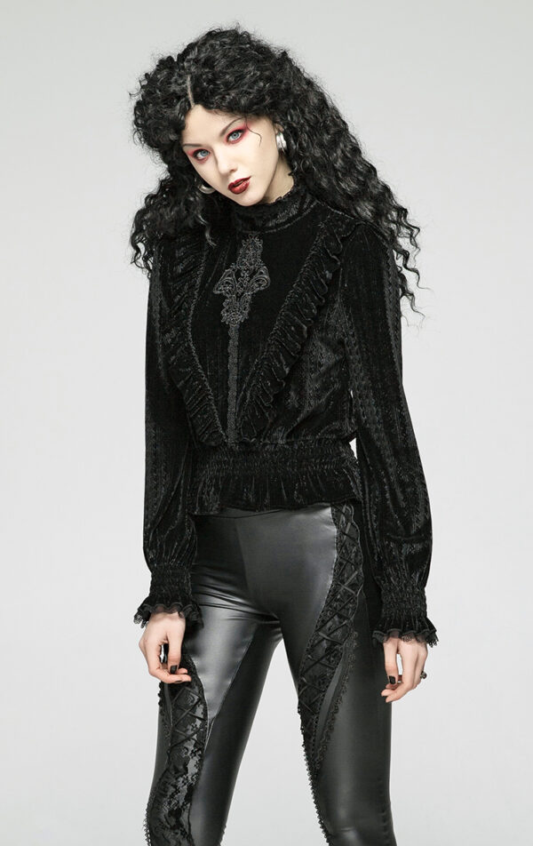 Blouse velours jacquard brodée