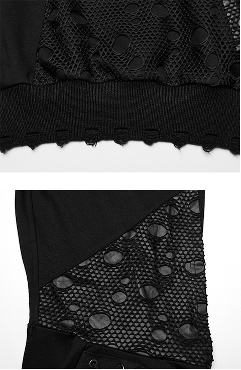 Sweat à capuche résille destroy laçage