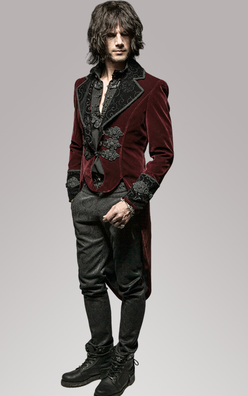 Manteau queue-de-pie velours rouge Manteau queue-de-pie velours rouge