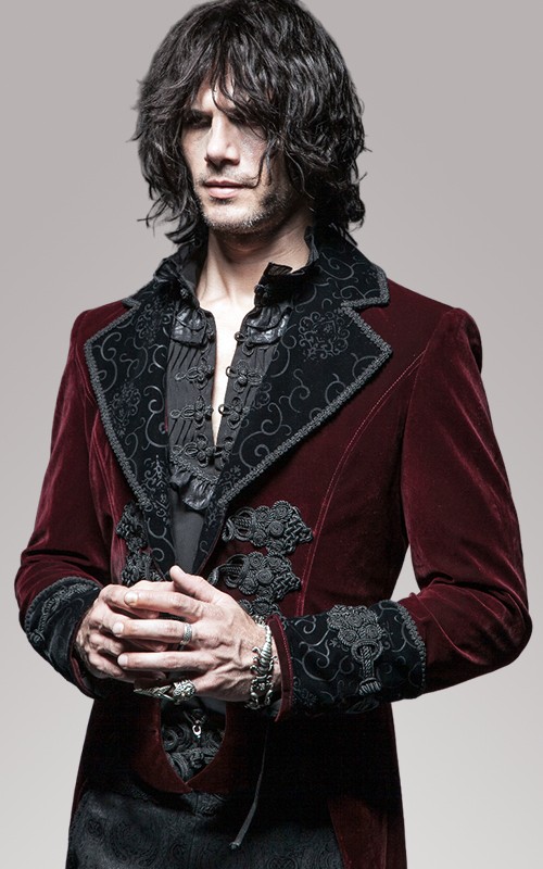 Manteau queue-de-pie velours rouge Manteau queue-de-pie velours rouge