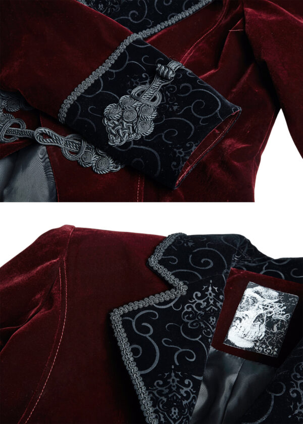 Manteau queue-de-pie velours rouge Manteau queue-de-pie velours rouge