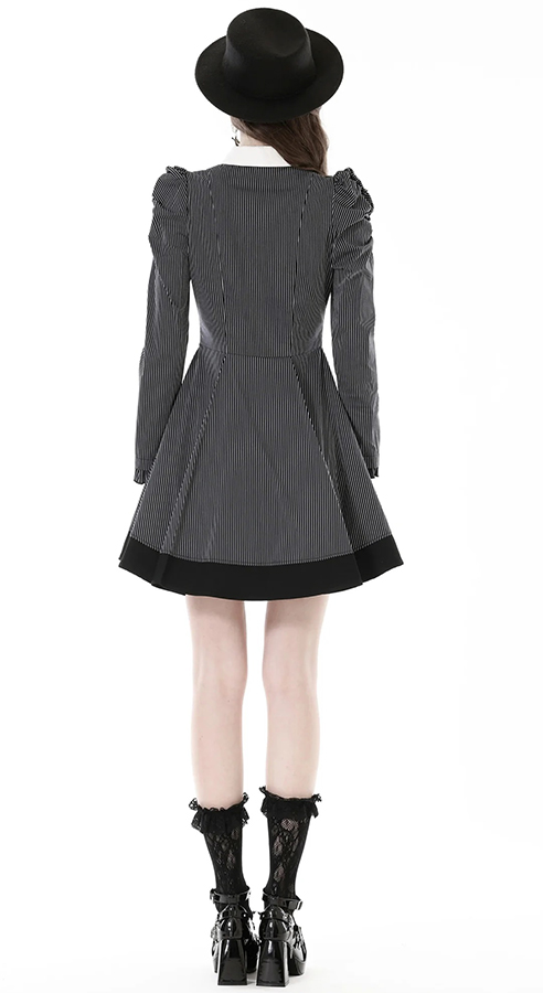 Robe patineuse rayée à jabot Robe patineuse rayée à jabot