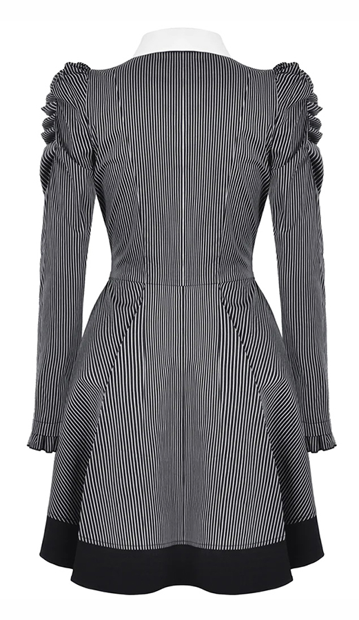 Robe patineuse rayée à jabot Robe patineuse rayée à jabot