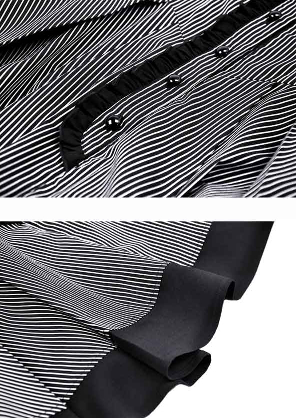 Robe patineuse rayée à jabot Robe patineuse rayée à jabot