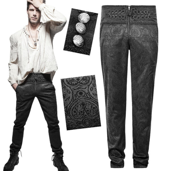 Pantalon jacquard à broderies