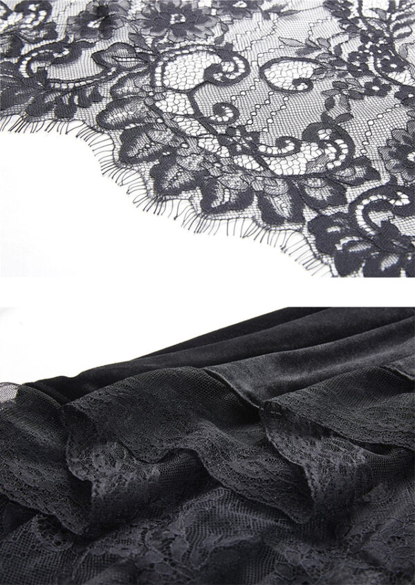 Jupe sirène en velours et dentelle