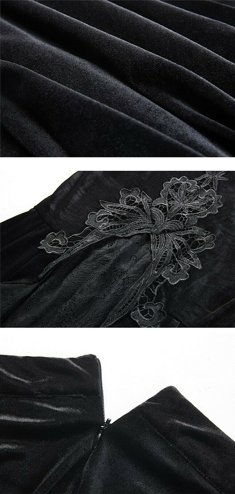 Jupe sirène en velours et dentelle