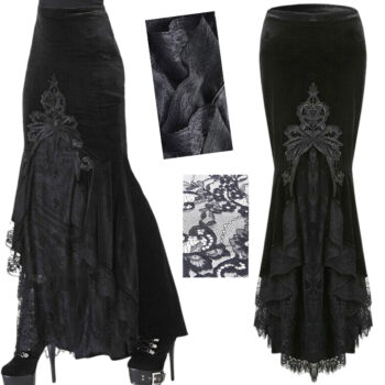 Jupe sirène en velours et dentelle Jupe sirène en velours et dentelle