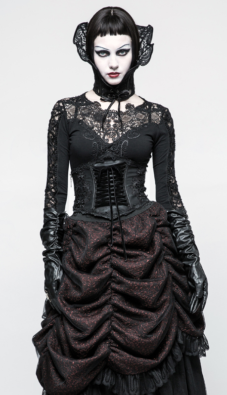 Corset serre-taille cuir brodé