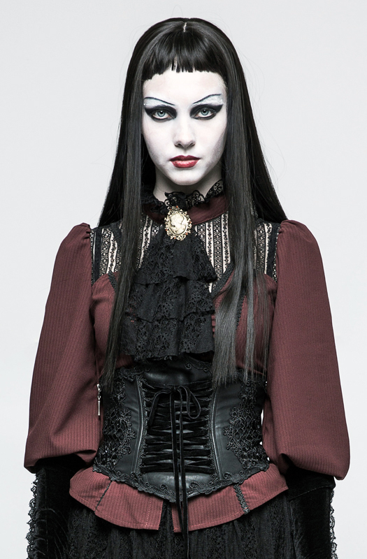 Corset serre-taille cuir brodé