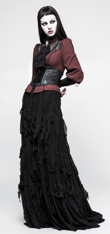 Corset serre-taille cuir brodé